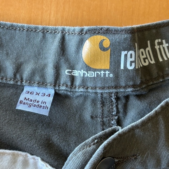 Carhartt 36 Green Relaxed Fit Double Knee Cut Off - Picture 4 of 7